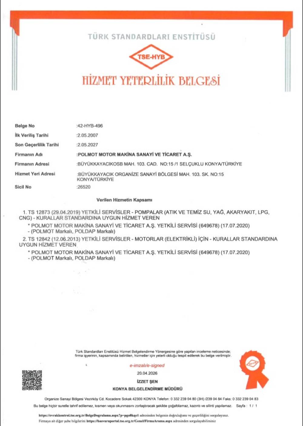 Polmot Certificate